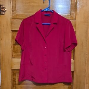 Karen Scott Women's Red Short Sleeve Blouse L